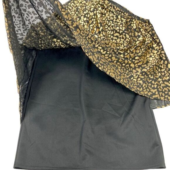 Wrapper Dress Womens Sz 3X Gold & Black Halter Neck Leopard Print Formal Elegant - Picture 8 of 13